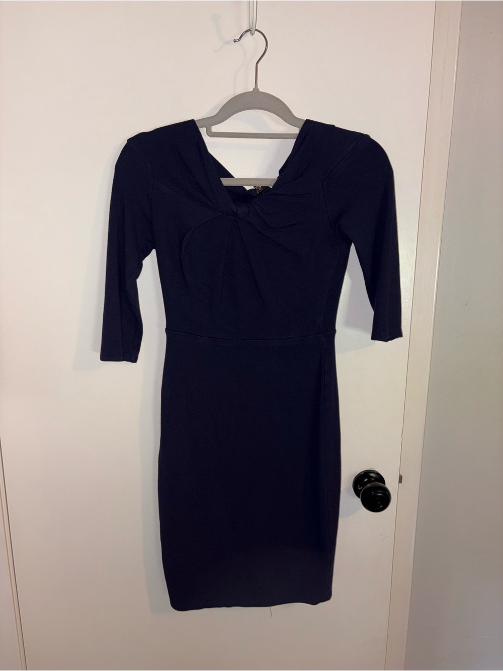 Bailey 44 Navy Twist-Front Long Sleeve Sheath Dress
